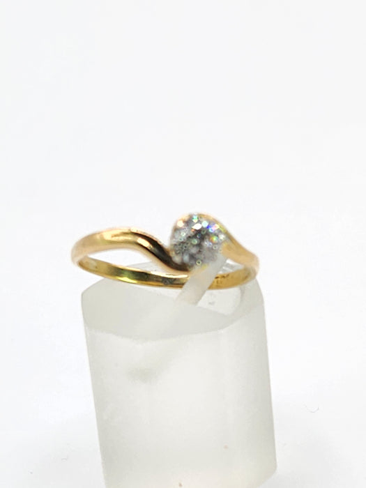 Vintage: 18ct Gold & Platinum Diamond Solitaire Ring — 0.37ct