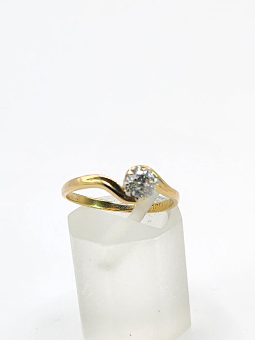 Vintage: 18ct Gold & Platinum Diamond Solitaire Ring — 0.37ct