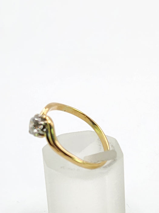 Vintage: 18ct Gold & Platinum Diamond Solitaire Ring — 0.37ct