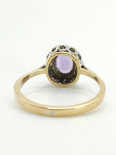 Load image into Gallery viewer, 1668: Vintage: 9ct Gold Lilac Amethyst Diamonds Cluster Ring- petite, sparkling, a fine example
