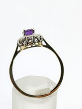 Load image into Gallery viewer, 1668: Vintage: 9ct Gold Lilac Amethyst Diamonds Cluster Ring- petite, sparkling, a fine example
