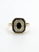 Load image into Gallery viewer, 1686: Vintage: 9ct Gold Art Deco Style Sapphires Diamonds Panel Ring- Exquisite
