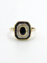 Load image into Gallery viewer, 1686: Vintage: 9ct Gold Art Deco Style Sapphires Diamonds Panel Ring- Exquisite
