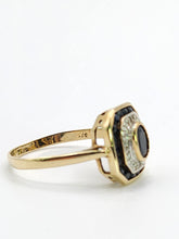 Load image into Gallery viewer, 1686: Vintage: 9ct Gold Art Deco Style Sapphires Diamonds Panel Ring- Exquisite
