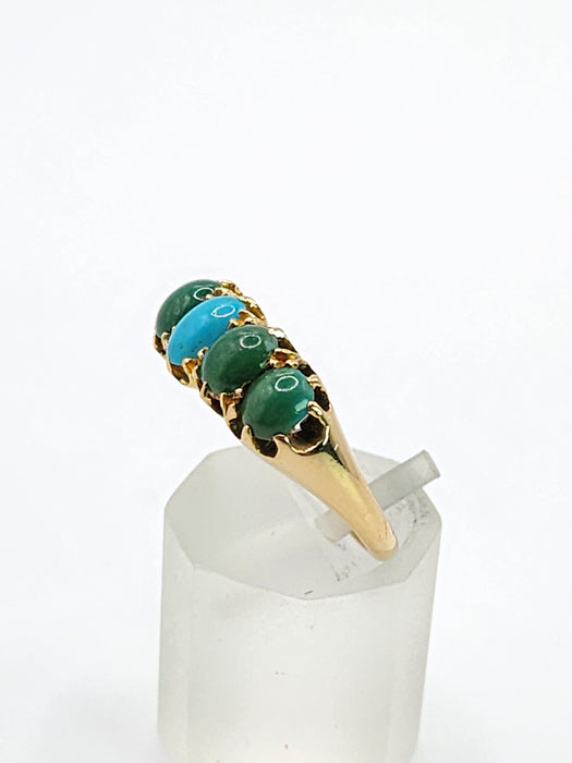 Antique: 18ct Yellow Gold Five Turquoise Half-Hoop Ring