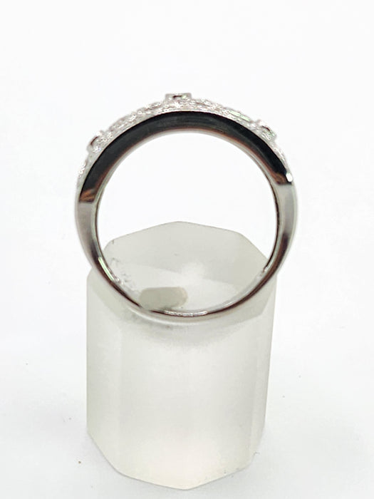 1752: Vintage: 9ct White Gold Openwork 39 Natural Diamonds Statement Ring- Eye candy
