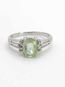 1785: Vintage: 9ct White Gold Mint Green Paraiba Tourmaline Glacier Topaz Dress Ring- crisp, clean, eye-candy