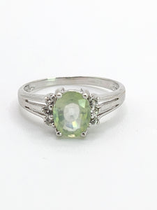 1785: Vintage: 9ct White Gold Mint Green Paraiba Tourmaline Glacier Topaz Dress Ring- crisp, clean, eye-candy