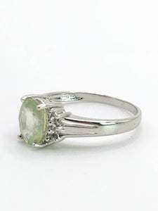 1785: Vintage: 9ct White Gold Mint Green Paraiba Tourmaline Glacier Topaz Dress Ring- crisp, clean, eye-candy