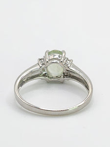 1785: Vintage: 9ct White Gold Mint Green Paraiba Tourmaline Glacier Topaz Dress Ring- crisp, clean, eye-candy