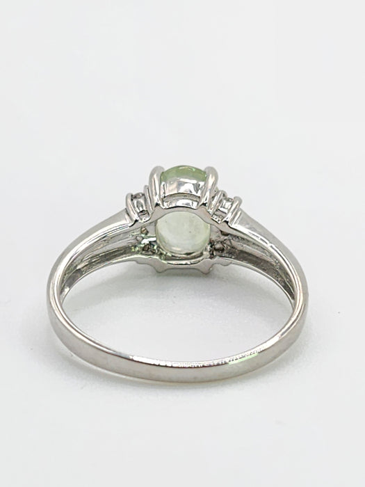 1785: Vintage: 9ct White Gold Mint Green Paraiba Tourmaline Glacier Topaz Dress Ring- crisp, clean, eye-candy