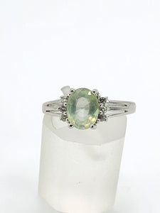 1785: Vintage: 9ct White Gold Mint Green Paraiba Tourmaline Glacier Topaz Dress Ring- crisp, clean, eye-candy