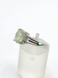 1785: Vintage: 9ct White Gold Mint Green Paraiba Tourmaline Glacier Topaz Dress Ring- crisp, clean, eye-candy