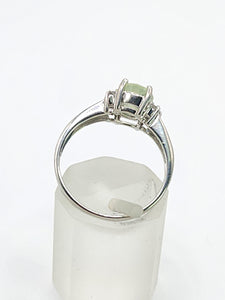 1785: Vintage: 9ct White Gold Mint Green Paraiba Tourmaline Glacier Topaz Dress Ring- crisp, clean, eye-candy