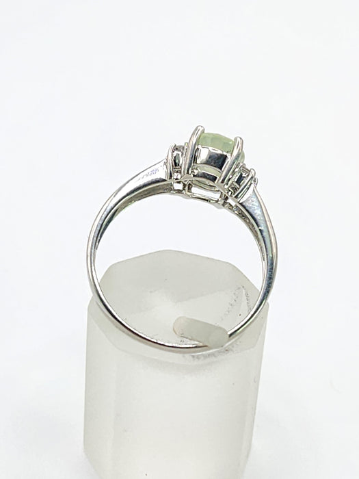 1785: Vintage: 9ct White Gold Mint Green Paraiba Tourmaline Glacier Topaz Dress Ring- crisp, clean, eye-candy