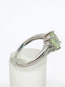 1785: Vintage: 9ct White Gold Mint Green Paraiba Tourmaline Glacier Topaz Dress Ring- crisp, clean, eye-candy