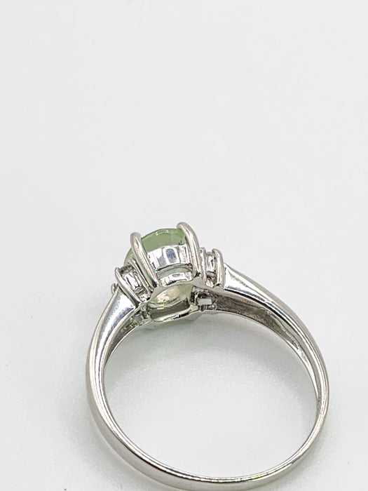 1785: Vintage: 9ct White Gold Mint Green Paraiba Tourmaline Glacier Topaz Dress Ring- crisp, clean, eye-candy