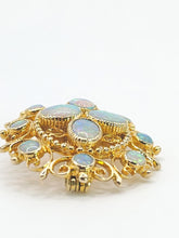 Cargar imagen en el visor de la galería, 1904: Vintage Old: Large 9ct Gold Pendant &amp; Brooch 12 Vivid Opals - Beautiful colour play
