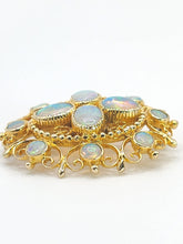 Cargar imagen en el visor de la galería, 1904: Vintage Old: Large 9ct Gold Pendant &amp; Brooch 12 Vivid Opals - Beautiful colour play
