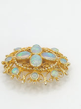 Cargar imagen en el visor de la galería, 1904: Vintage Old: Large 9ct Gold Pendant &amp; Brooch 12 Vivid Opals - Beautiful colour play
