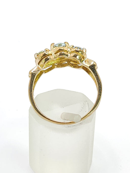 Vintage: 9ct Gold Blue Aquamarines Trilogy Ring