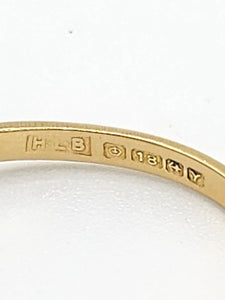 1926: Vintage: 18ct Gold French Blue Sapphire Diamonds 3-Stone Straight Ring- From 1973