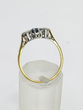 Load image into Gallery viewer, 1926: Vintage: 18ct Gold French Blue Sapphire Diamonds 3-Stone Straight Ring- From 1973

