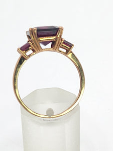 1993: Vintage: 9ct Rose Gold Rhodolite Garnets Cocktail Ring- Pink Gold Purple Garnets