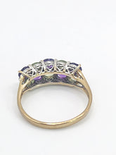 Cargar imagen en el visor de la galería, 1997: Vintage: 9ct Gold Amethyst. Peridot, Diamonds Suffragette Homage Stacker Ring- Elegant combination

