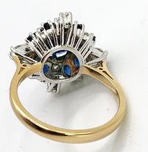 Load image into Gallery viewer, 2022: Vintage: 18ct Gold French Blue Sapphires Diamonds Cluster Cocktail Ring- fabulous
