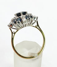 Load image into Gallery viewer, 2022: Vintage: 18ct Gold French Blue Sapphires Diamonds Cluster Cocktail Ring- fabulous

