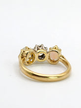 Load image into Gallery viewer, 2024: Vintage18ct Gold Diamond White Opals 3-Stone Straight Ring- a rare find
