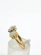 Load image into Gallery viewer, 2024: Vintage18ct Gold Diamond White Opals 3-Stone Straight Ring- a rare find
