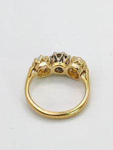 2024: Vintage18ct Gold Diamond White Opals 3-Stone Straight Ring- a rare find
