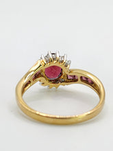 Load image into Gallery viewer, 1835: Vintage; 9ct Gold 9 Garnets 10 Diamonds Cocktail Ring- FAB
