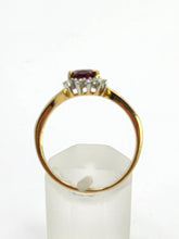 Load image into Gallery viewer, 1835: Vintage; 9ct Gold 9 Garnets 10 Diamonds Cocktail Ring- FAB
