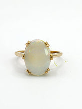 Load image into Gallery viewer, 1847: Vintage; 9ct Gold Oval Cabochon White Opal Solitaire- lovely colour play
