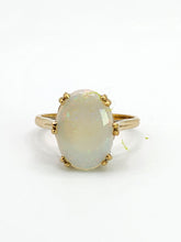 Load image into Gallery viewer, 1847: Vintage; 9ct Gold Oval Cabochon White Opal Solitaire- lovely colour play
