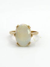 Load image into Gallery viewer, 1847: Vintage; 9ct Gold Oval Cabochon White Opal Solitaire- lovely colour play
