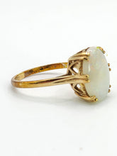 Load image into Gallery viewer, 1847: Vintage; 9ct Gold Oval Cabochon White Opal Solitaire- lovely colour play
