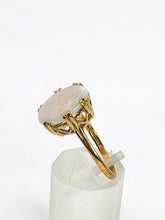 Load image into Gallery viewer, 1847: Vintage; 9ct Gold Oval Cabochon White Opal Solitaire- lovely colour play
