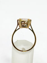 Load image into Gallery viewer, 1847: Vintage; 9ct Gold Oval Cabochon White Opal Solitaire- lovely colour play
