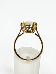 1847: Vintage; 9ct Gold Oval Cabochon White Opal Solitaire- lovely colour play