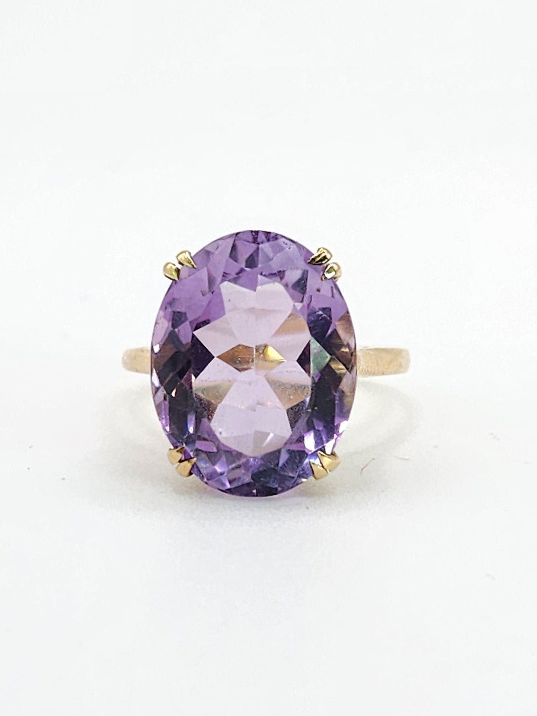1909- Vintage: 9ct Gold Lilac Amethyst Cocktail Ring- From 1964