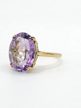 Load image into Gallery viewer, 1909- Vintage: 9ct Gold Lilac Amethyst Cocktail Ring- From 1964

