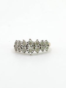 1914: Vintage: 9ct Gold Natural Diamonds Dress/Stacker Ring-She sparkles