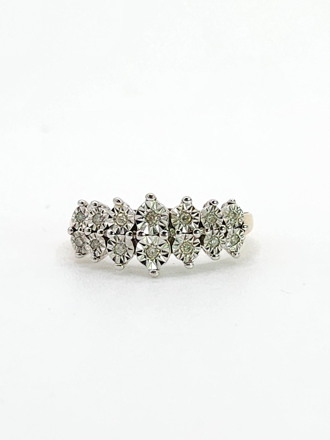 1914: Vintage: 9ct Gold Natural Diamonds Dress/Stacker Ring-She sparkles