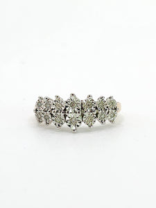 1914: Vintage: 9ct Gold Natural Diamonds Dress/Stacker Ring-She sparkles