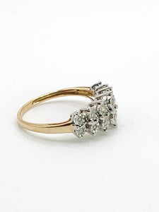 1914: Vintage: 9ct Gold Natural Diamonds Dress/Stacker Ring-She sparkles