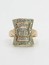 Load image into Gallery viewer, 1915: Vintage: 9ct Gold Art Deco Style 37 Diamonds Panel Ring- Hallmarked in London
